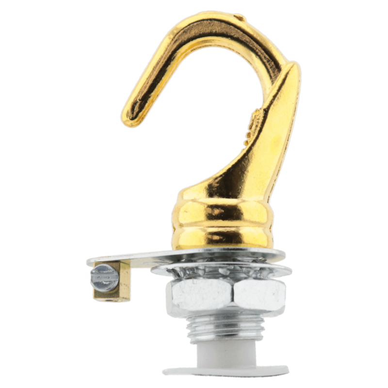 Deco Styled Ceiling Rose and Bulb Holder Hook in Polished Brass Finish Deco Styled Ceiling Rose and Bulb Holder Hook in Polished Brass Finish