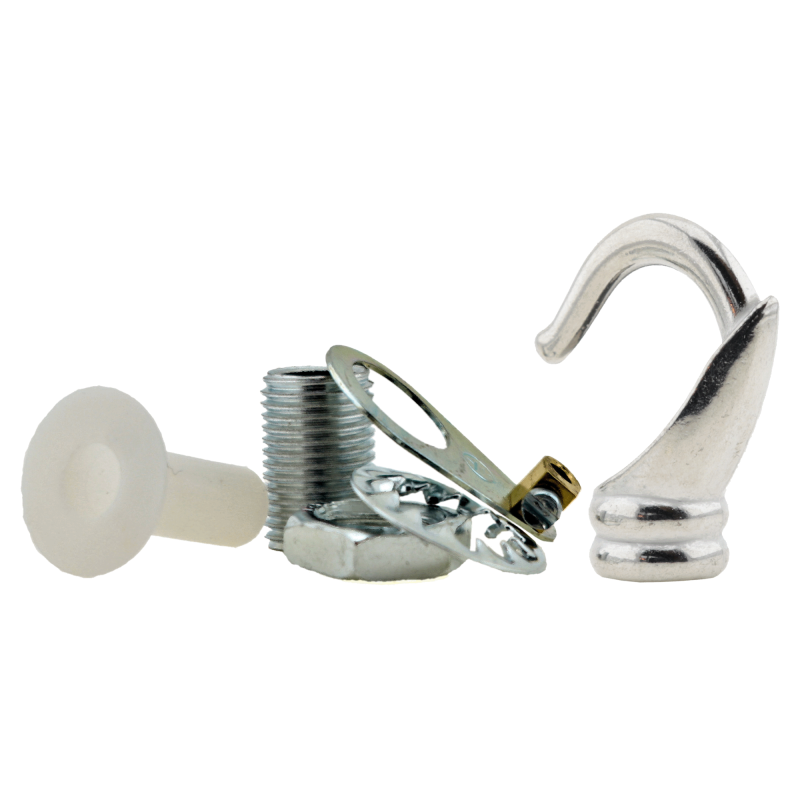 Deco Styled Ceiling Rose and Bulb Holder Hook in Silver Nickel Finish Deco Styled Ceiling Rose and Bulb Holder Hook in Silver Nickel Finish