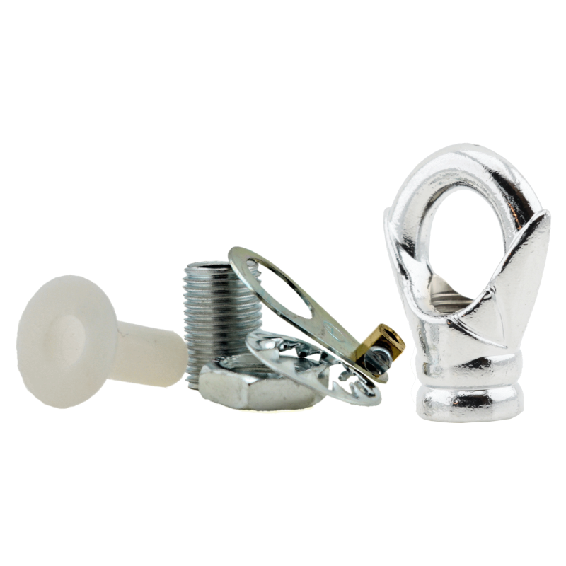 Deco Styled Ceiling Rose and Bulb Holder Loop in Silver Nickel Finish Deco Styled Ceiling Rose and Bulb Holder Loop in Silver Nickel Finish