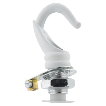 Art Deco Styled Hook for Ceiling Rose and Bulb Holder in White Finish