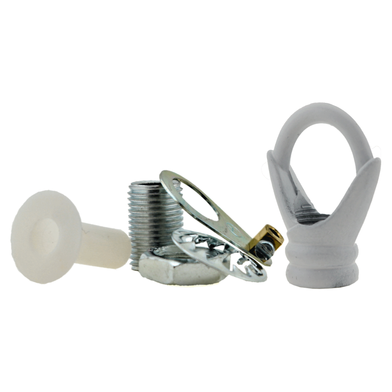 Deco Styled Ceiling Rose and Bulb Holder Loop in White Finish Deco Styled Ceiling Rose and Bulb Holder Loop in White Finish