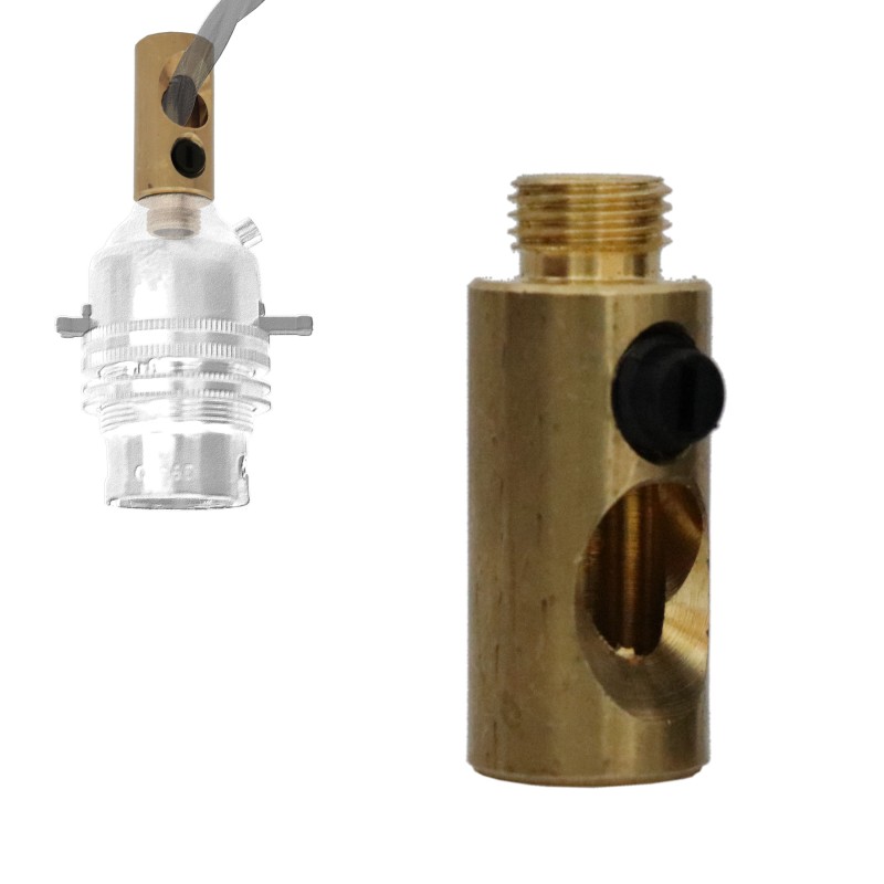 Raw Brass Side Entry Cord Grip for Side Wiring of a Lampholder with Bottom Feed Raw Brass Side Entry Cord Grip for Side Wiring of a Lampholder with Bottom Feed