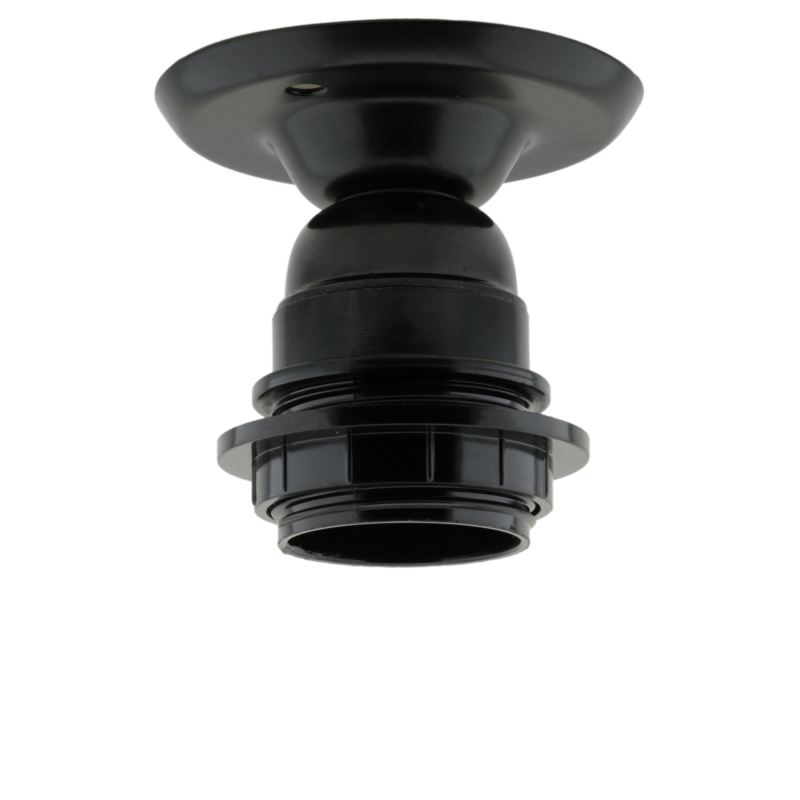 E27 Batten Lampholder in Black Bakelite