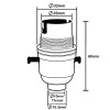 Switched Lampholder B22 Nickel Plated with Shade Ring, 10mm Threaded Entry