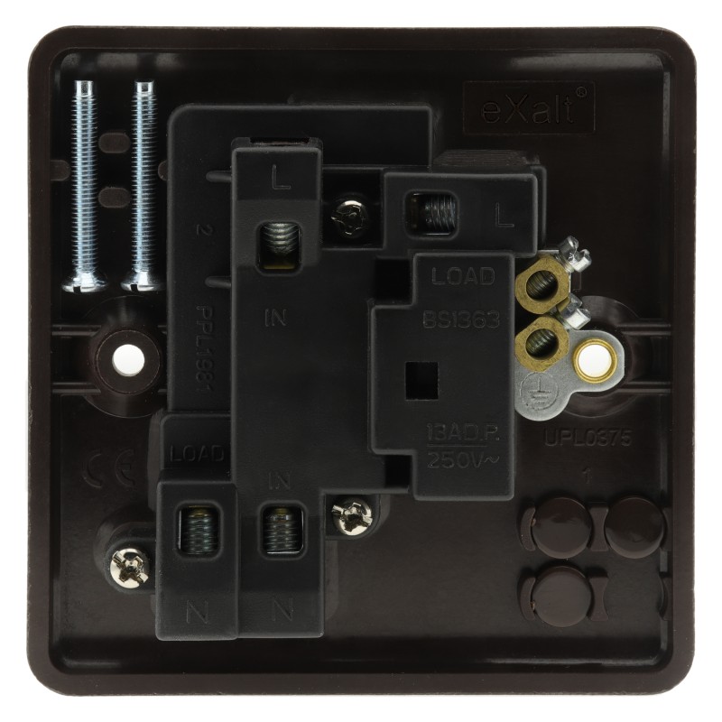 Dark Brown Fused Spur -13Amp-Switched-Neon Lamp