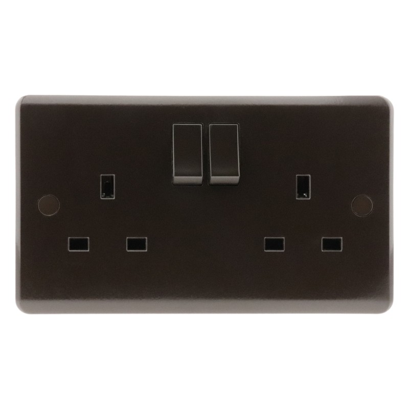 Dark Brown Switched Double Plug Socket -13A-2-Gang-SP Dark Brown Switched Double Plug Socket -13A-2-Gang-SP