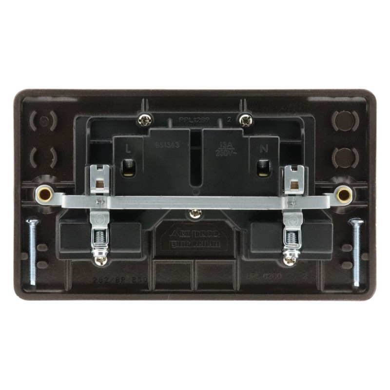Dark Brown Switched Double Plug Socket -13A-2-Gang-SP Dark Brown Switched Double Plug Socket -13A-2-Gang-SP