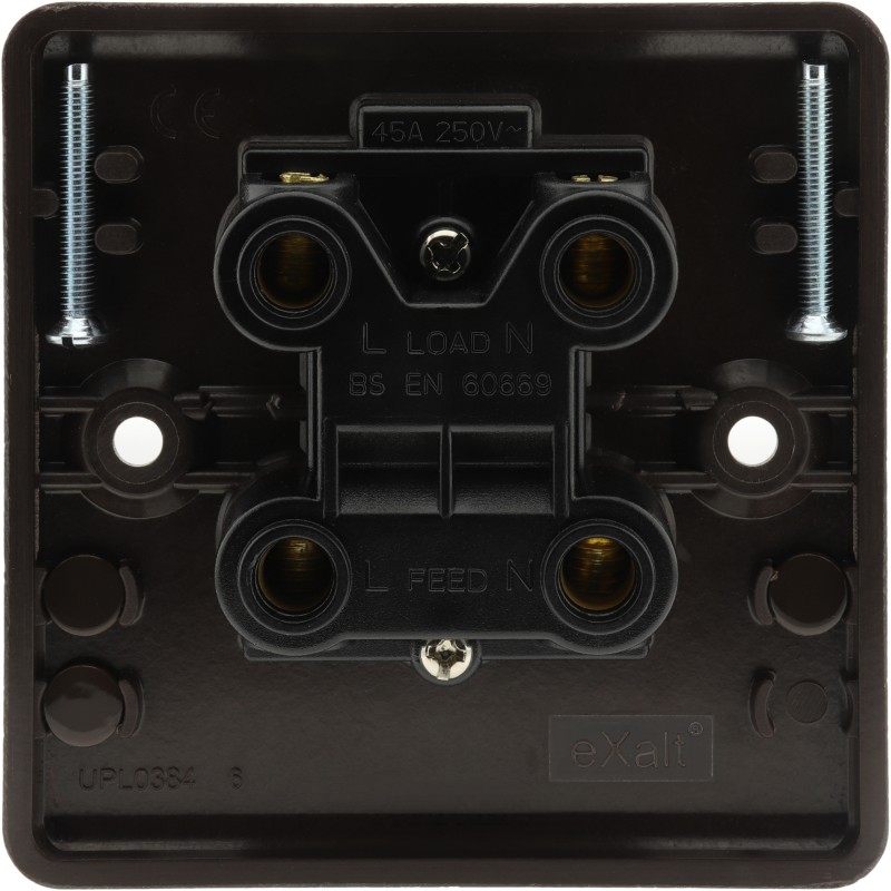 Dark Brown 45 Amp DP Switch with Neon Lamp