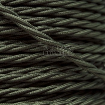 Matt Black Ceiling Pendant Kit and E27 Bakelite Lampholder with Khaki Green Flex