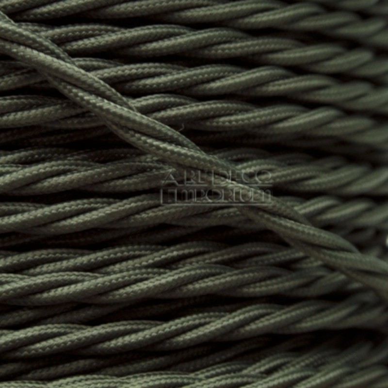 Antique Brass Ceiling Pendant Kit and B22 Lampholder with Khaki Green Flex