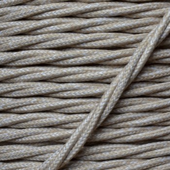 Cloth Braided Twisted Wire UK Made 3Core 6Amp in Linen