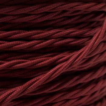 Cloth Braided Twisted Wire UK Made 3Core 6Amp in Rich Burgundy