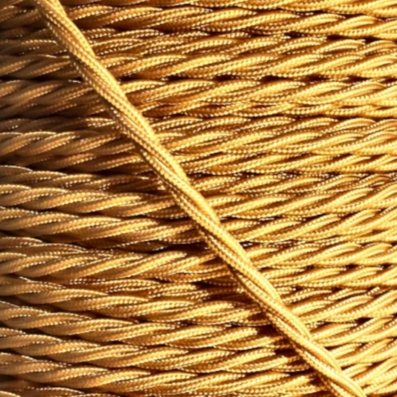 Cloth Braided Twisted Wire UK Made 3Core 3Amp in Gold Cloth Braided Twisted Wire UK Made 3Core 3Amp in Gold