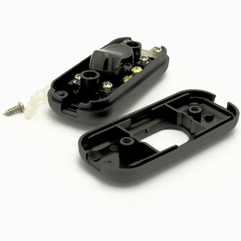 Small In-line Rocker Switch 3 Wire Dual Pole in Black