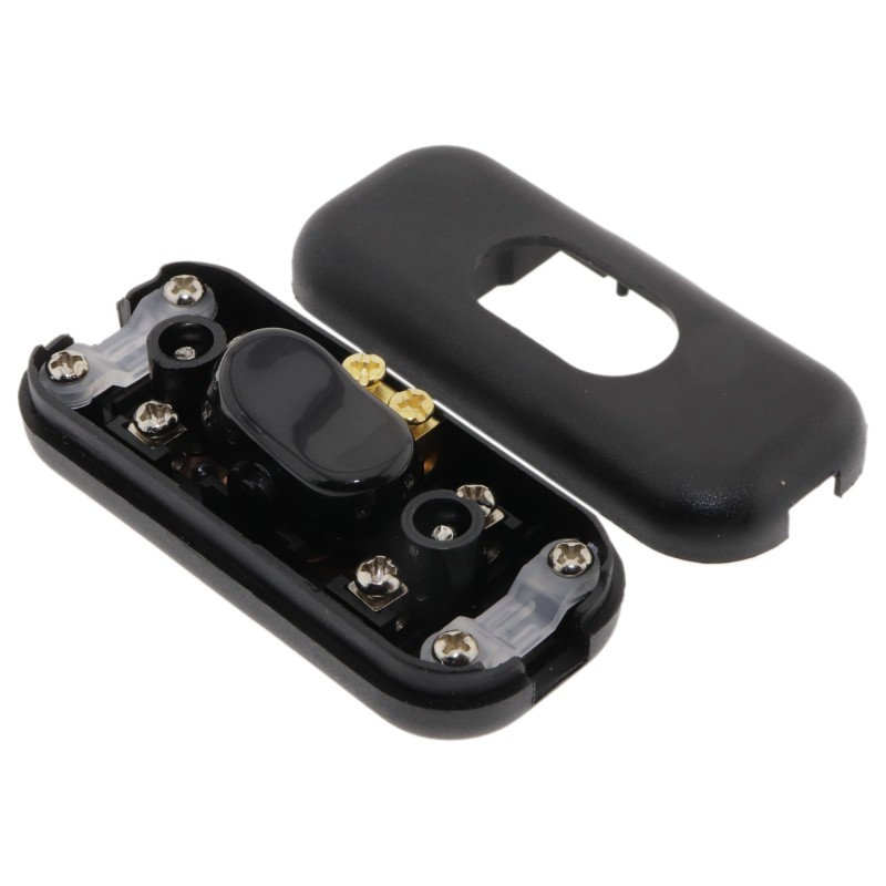 Small In-line Rocker Switch 3 Wire Dual Pole in Black