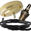 Large Brass Ceiling Pendant Kit and B22 Lampholder with Black Flex Large Brass Ceiling Pendant Kit and B22 Lampholder with Black Flex