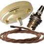 Large Brass Ceiling Pendant Kit and B22 Lampholder with Bronze Flex