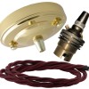 Large Brass Ceiling Pendant Kit and B22 Lampholder with Rich Burgundy Flex Large Brass Ceiling Pendant Kit and B22 Lampholder with Rich Burgundy Flex
