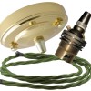 Large Brass Ceiling Pendant Kit and B22 Lampholder with Green Flex Large Brass Ceiling Pendant Kit and B22 Lampholder with Green Flex