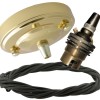 Large Brass Ceiling Pendant Kit and B22 Lampholder with Khaki Green Flex Large Brass Ceiling Pendant Kit and B22 Lampholder with Khaki Green Flex