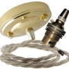 Large Brass Ceiling Pendant Kit and B22 Lampholder with Linen Flex Large Brass Ceiling Pendant Kit and B22 Lampholder with Linen Flex
