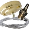 Large Brass Ceiling Pendant Kit and B22 Lampholder with Silver Flex Large Brass Ceiling Pendant Kit and B22 Lampholder with Silver Flex