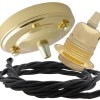 Large Brass Ceiling Pendant Kit and E27 Lampholder with Black Flex Large Brass Ceiling Pendant Kit and E27 Lampholder with Black Flex