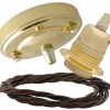 Large Brass Ceiling Pendant Kit and E27 Lampholder with Mocha Brown Flex Large Brass Ceiling Pendant Kit and E27 Lampholder with Mocha Brown Flex