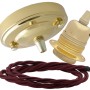 Large Brass Ceiling Pendant Kit and E27 Lampholder with Rich Burgundy Flex