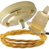 Large Brass Ceiling Pendant Kit and E27 Lampholder with Gold Flex Large Brass Ceiling Pendant Kit and E27 Lampholder with Gold Flex