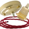 Large Brass Ceiling Pendant Kit and E27 Lampholder with Bright Red Flex Large Brass Ceiling Pendant Kit and E27 Lampholder with Bright Red Flex
