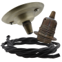 Antique Brass Ceiling Pendant Kit and E27 Lampholder with Black Flex