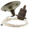 Antique Brass Ceiling Pendant Kit and E27 Lampholder with Classic Ivory Flex