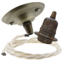 Antique Brass Ceiling Pendant Kit and E27 Lampholder with Classic Ivory Flex