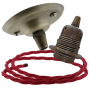 Antique Brass Ceiling Pendant Kit and E27 Lampholder with Bright Red Flex