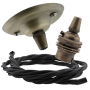 Antique Brass Ceiling Pendant Kit and B22 Lampholder with Black Flex
