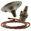 Antique Brass Ceiling Pendant Kit and B22 Lampholder with Bronze Flex