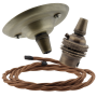 Antique Brass Ceiling Pendant Kit and B22 Lampholder with Bronze Flex