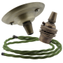 Antique Brass Ceiling Pendant Kit and B22 Lampholder with Green Flex