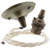 Antique Brass Ceiling Pendant Kit and B22 Lampholder with Classic Ivory Flex