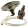 Antique Brass Ceiling Pendant Kit and B22 Lampholder with Classic Ivory Flex