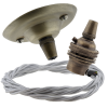 Antique Brass Ceiling Pendant Kit and B22 Lampholder with Silver Flex