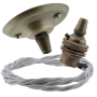 Antique Brass Ceiling Pendant Kit and B22 Lampholder with Silver Flex
