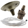 Antique Brass Ceiling Pendant Kit and B22 Lampholder with White Flex