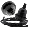 Black Bakelite Ceiling Pendant Kit and E27 Bulb Holder with Black Flex