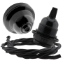 Black Bakelite Ceiling Pendant Kit and E27 Bulb Holder with Black Flex