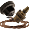 Brown Bakelite Ceiling Pendant Kit with B22 Antique Brass Lampholder and Bronze Flex Brown Bakelite Ceiling Pendant Kit with B22 Antique Brass Lampholder and Bronze Flex