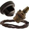 Brown Bakelite Ceiling Pendant Kit with B22 Antique Brass Lampholder and Mocha Brown Flex Brown Bakelite Ceiling Pendant Kit with B22 Antique Brass Lampholder and Mocha Brown Flex