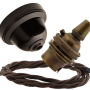 Brown Bakelite Ceiling Pendant Kit with B22 Antique Brass Lampholder and Mocha Brown Flex