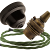 Brown Bakelite Ceiling Pendant Kit with B22 Antique Brass Lampholder and Green Flex Brown Bakelite Ceiling Pendant Kit with B22 Antique Brass Lampholder and Green Flex